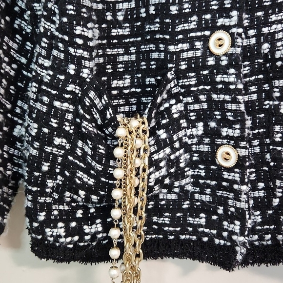 Girls Black & White Tweed Jacket, Size M/L ~ VGUC - Picture 6 of 8
